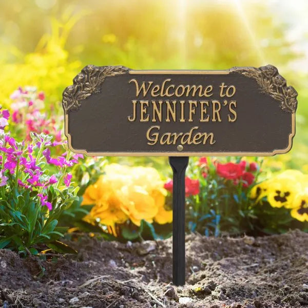 Whitehall Products Garden Welcome Personalized Lawn Plaque One Line Bronze/gold
