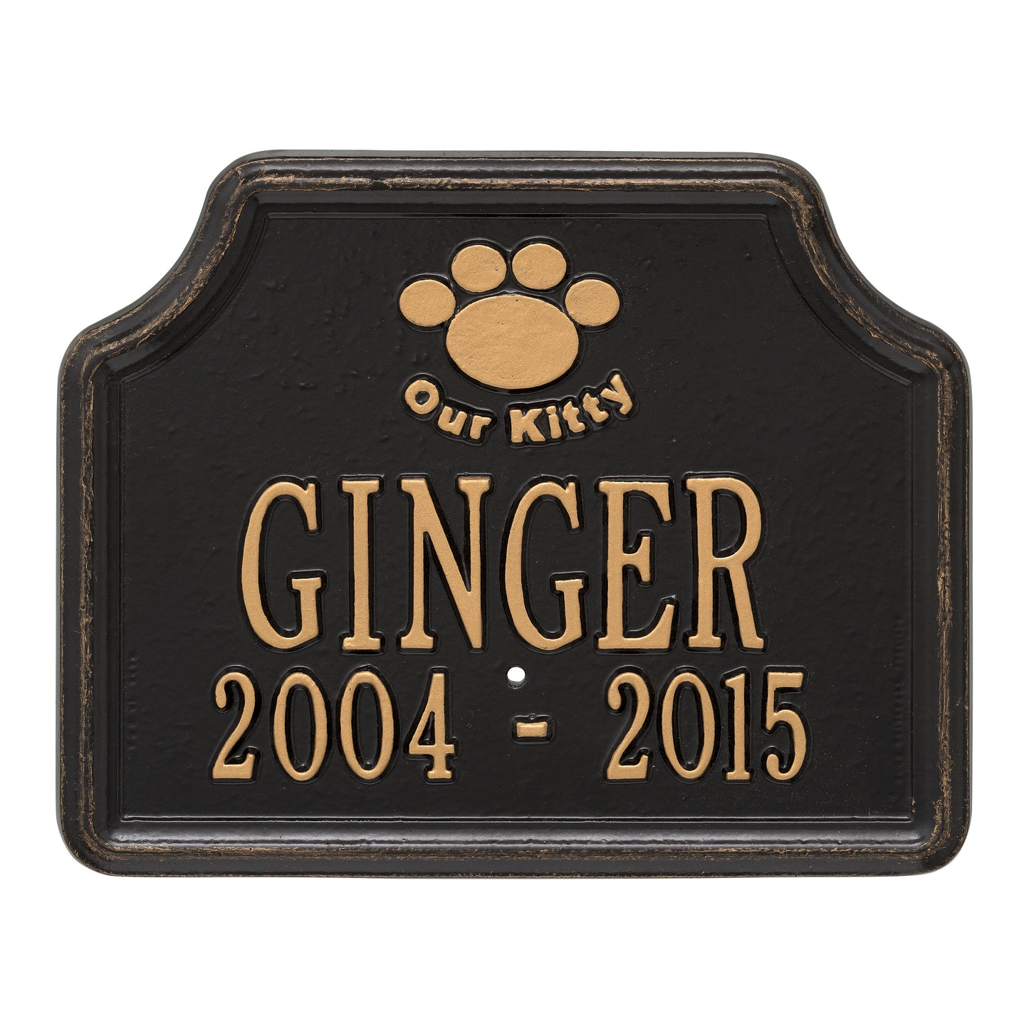 Whitehall Products Our Kitty Cat Memorial Personalized Lawn Plaque Two Lines Black/gold