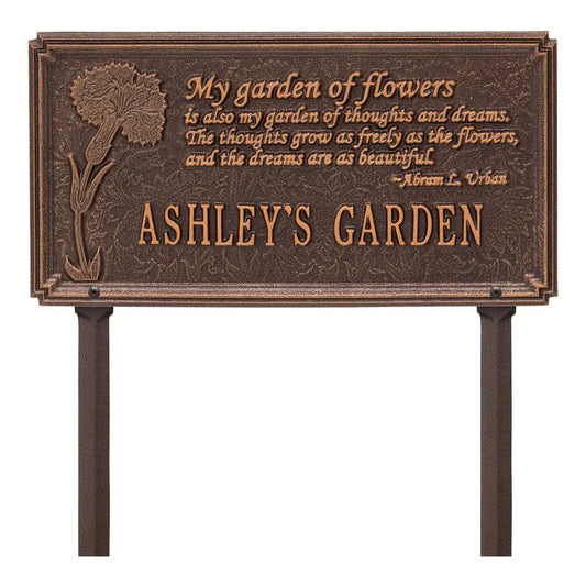 Whitehall Products Dianthus Garden Personalized Lawn Plaque One Line Antique Copper