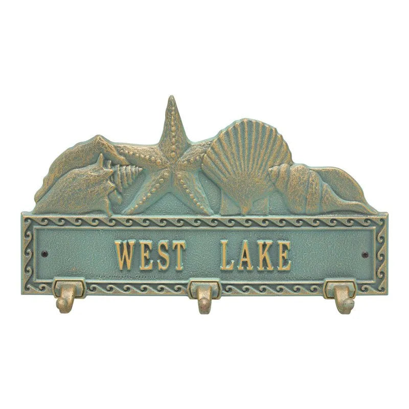 Whitehall Products Personalized Sea Shell Hook Plaque One Line Bronze/verdigris