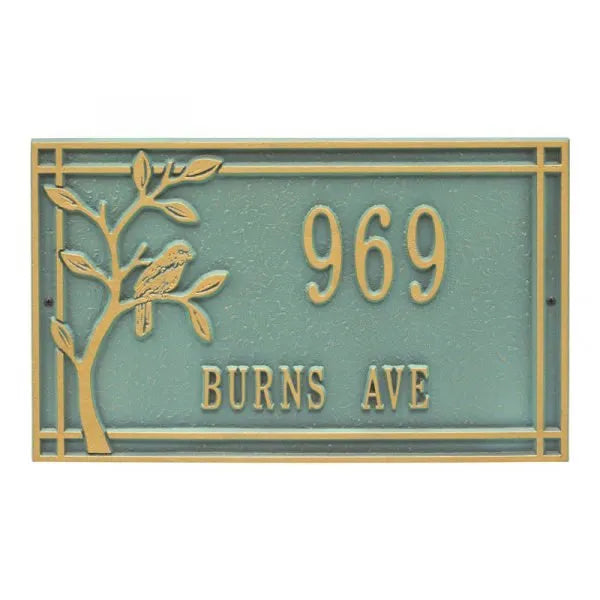 Woodridge Bird Standard Wall Address Plaque - Two Lines