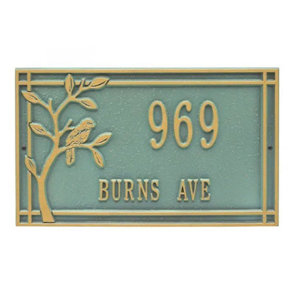 Woodridge Bird Standard Wall Address Plaque - Two Lines