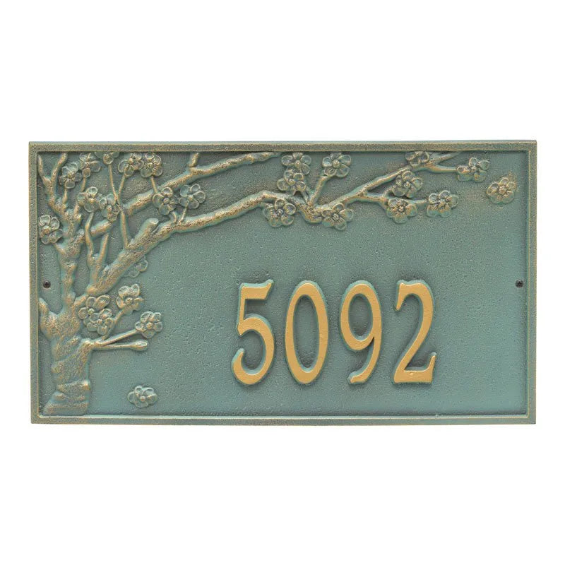 Spring Blossom Estate Wall Address Plaque - One Line