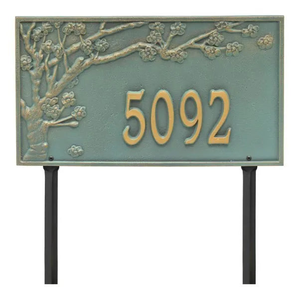 Spring Blossom Estate Lawn Address Plaque - One Line