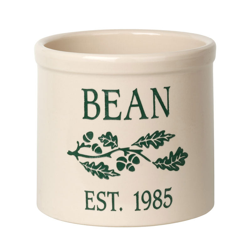 Whitehall Products Personalized Oak Branch 2 Gallon Stoneware Crock Two Lines 