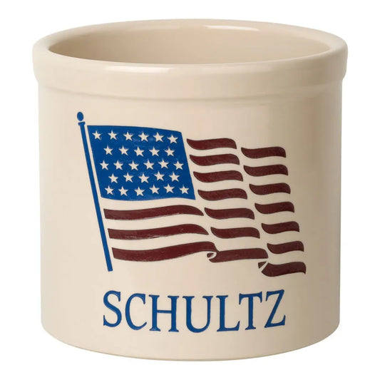 Whitehall Products Personalized American Heritage Flag 2 Gallon Stoneware Crock Default Title