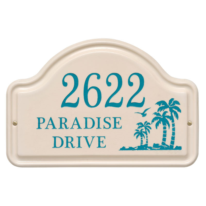Whitehall Products Personalized Palm Ceramic Arch Plaque Sea Blue Etching