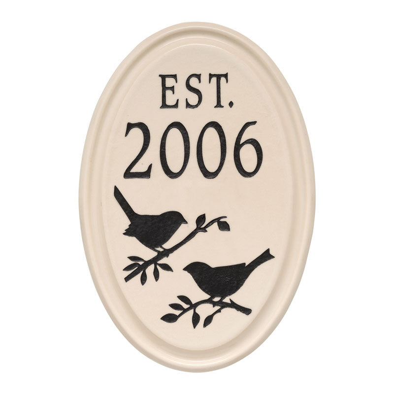 Whitehall Products Bird Established Ceramic Personalized Plaque One Line Black Engraving / Bristol Plaque