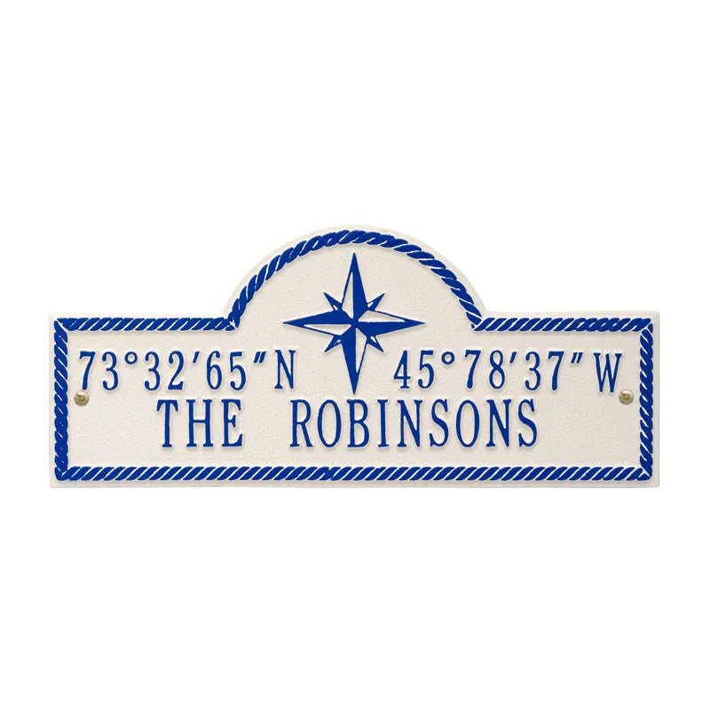 Whitehall Products Personalized Coordinates Address Plaque Two Lines White/navy