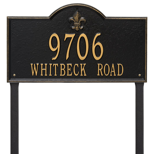 Whitehall Products Bayou Vista Estate Lawn Plaque Two Lines Black/gold