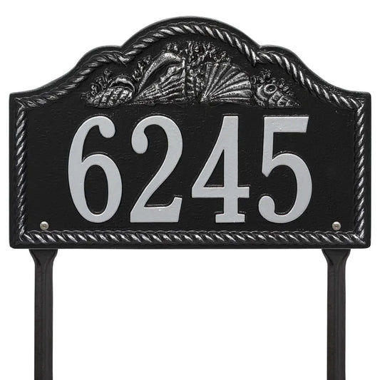 Whitehall Products Personalized Rope Shell Arch Plaque Lawn One Line Antique Brass