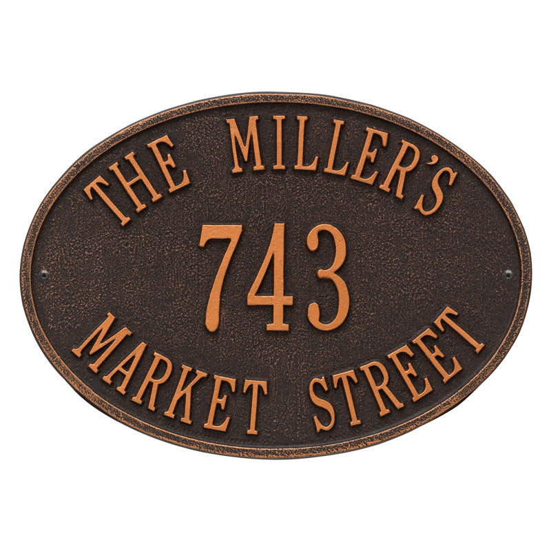 Whitehall Products Hawthorne Oval Personalized Plaque Three Lines Bronze / Gold