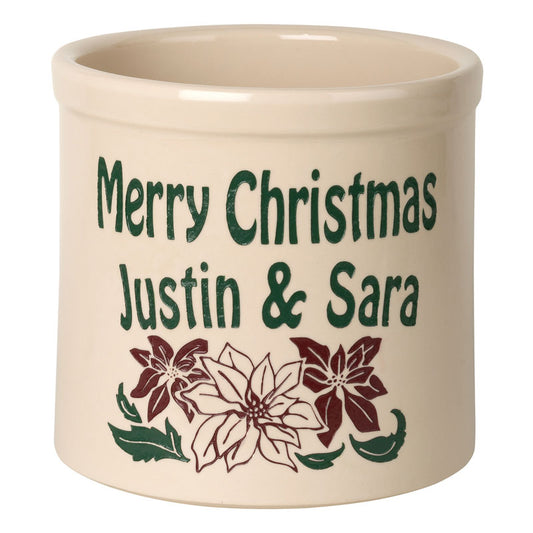 Whitehall Products Personalized Poinsettia 2 Gallon Stoneware Crock Default Title