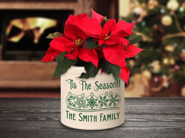 Whitehall Products Personalized Snowflake Ornament 2 Gallon Stoneware Crock Green