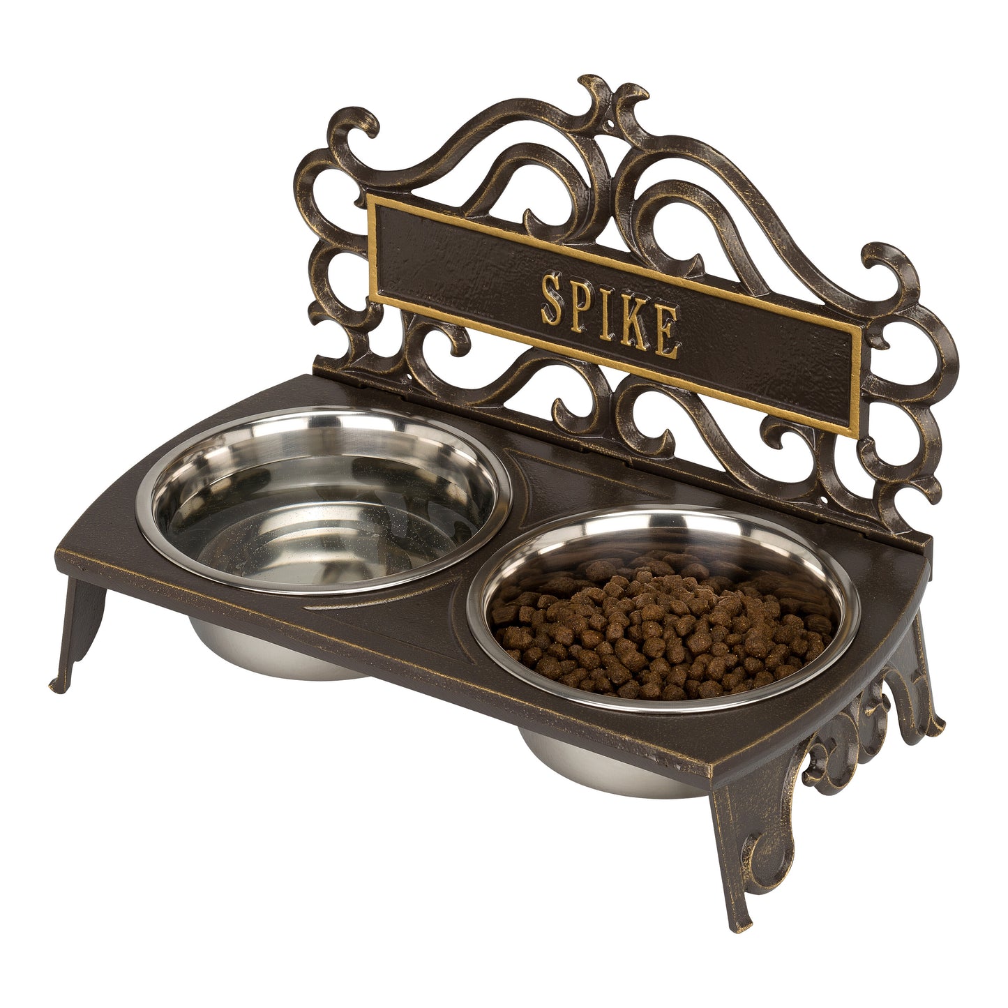 Whitehall Products Bistro Personalized Pet Bowl Feeder One Line Black/white