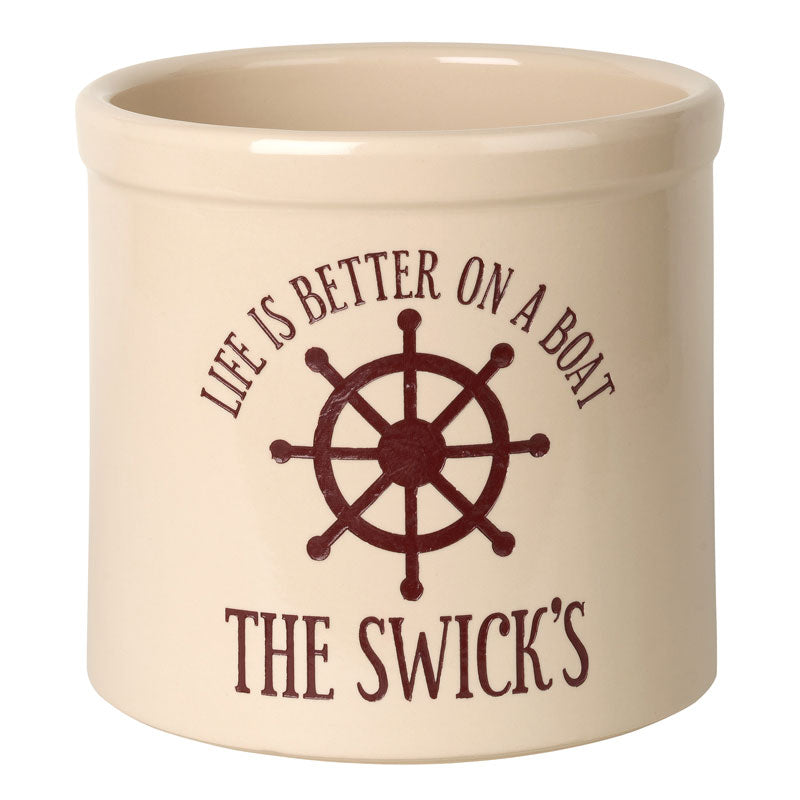 Whitehall Products Personalized Life Is Better On A Boat 2 Gallon Stoneware Crock 