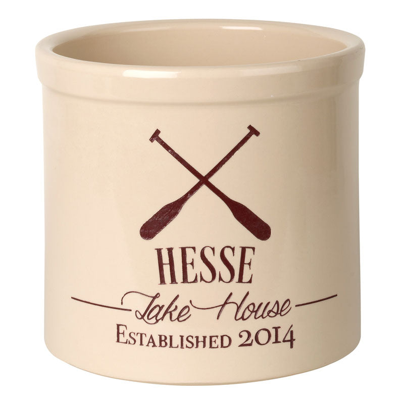 Whitehall Products Personalized Oars Lake House Established 2 Gallon Stoneware Crock Two Lines 
