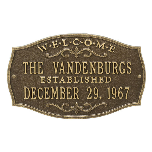 Whitehall Products Brookfield Welcome Anniversary Personalized Plaque Two Lines Antique Brass