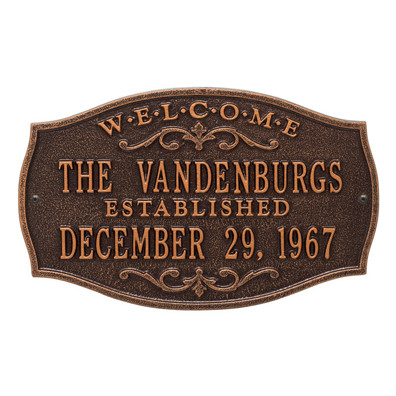 Whitehall Products Brookfield Welcome Anniversary Personalized Plaque Two Lines Antique Copper