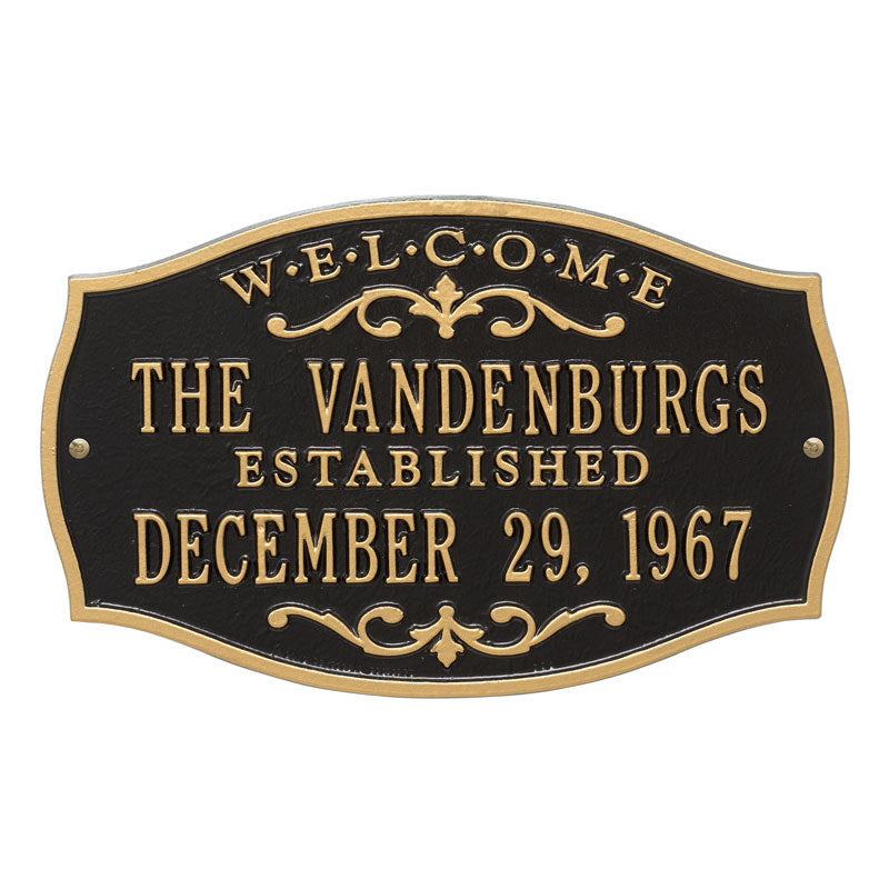 Whitehall Products Brookfield Welcome Anniversary Personalized Plaque Two Lines Black / Gold