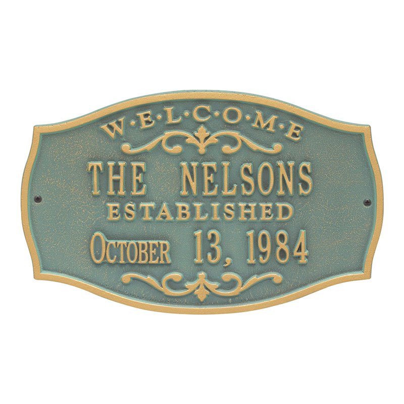 Whitehall Products Brookfield Welcome Anniversary Personalized Plaque Two Lines Bronze Verdigris
