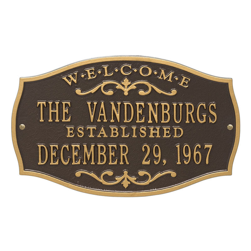 Whitehall Products Brookfield Welcome Anniversary Personalized Plaque Two Lines Bronze / Gold