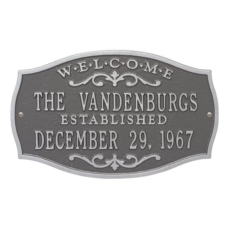 Whitehall Products Brookfield Welcome Anniversary Personalized Plaque Two Lines Pewter / Silver