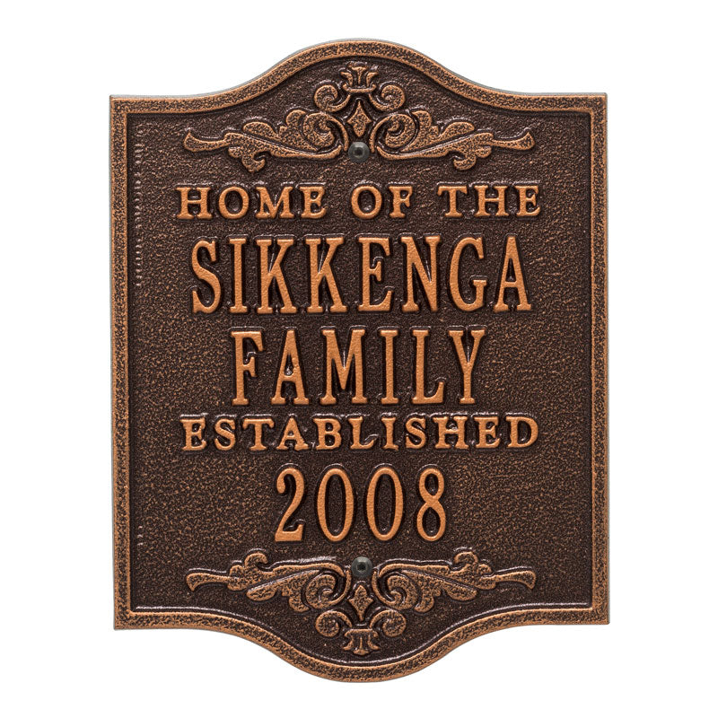 Whitehall Products Buena Vista Anniversary Wedding Personalized Plaque Three Lines Antique Copper