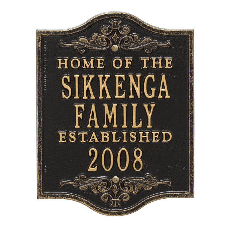Whitehall Products Buena Vista Anniversary Wedding Personalized Plaque Three Lines Black / Gold