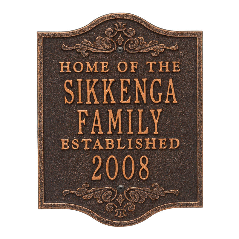 Whitehall Products Buena Vista Anniversary Wedding Personalized Plaque Three Lines Oil Rubbed Bronze