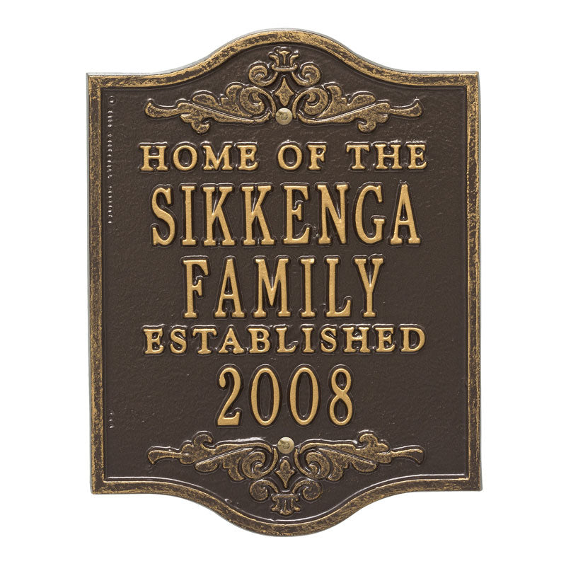 Whitehall Products Buena Vista Anniversary Wedding Personalized Plaque Three Lines Bronze / Gold