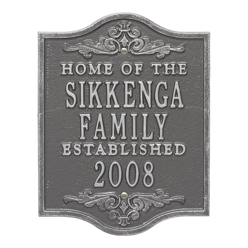 Whitehall Products Buena Vista Anniversary Wedding Personalized Plaque Three Lines Pewter / Silver