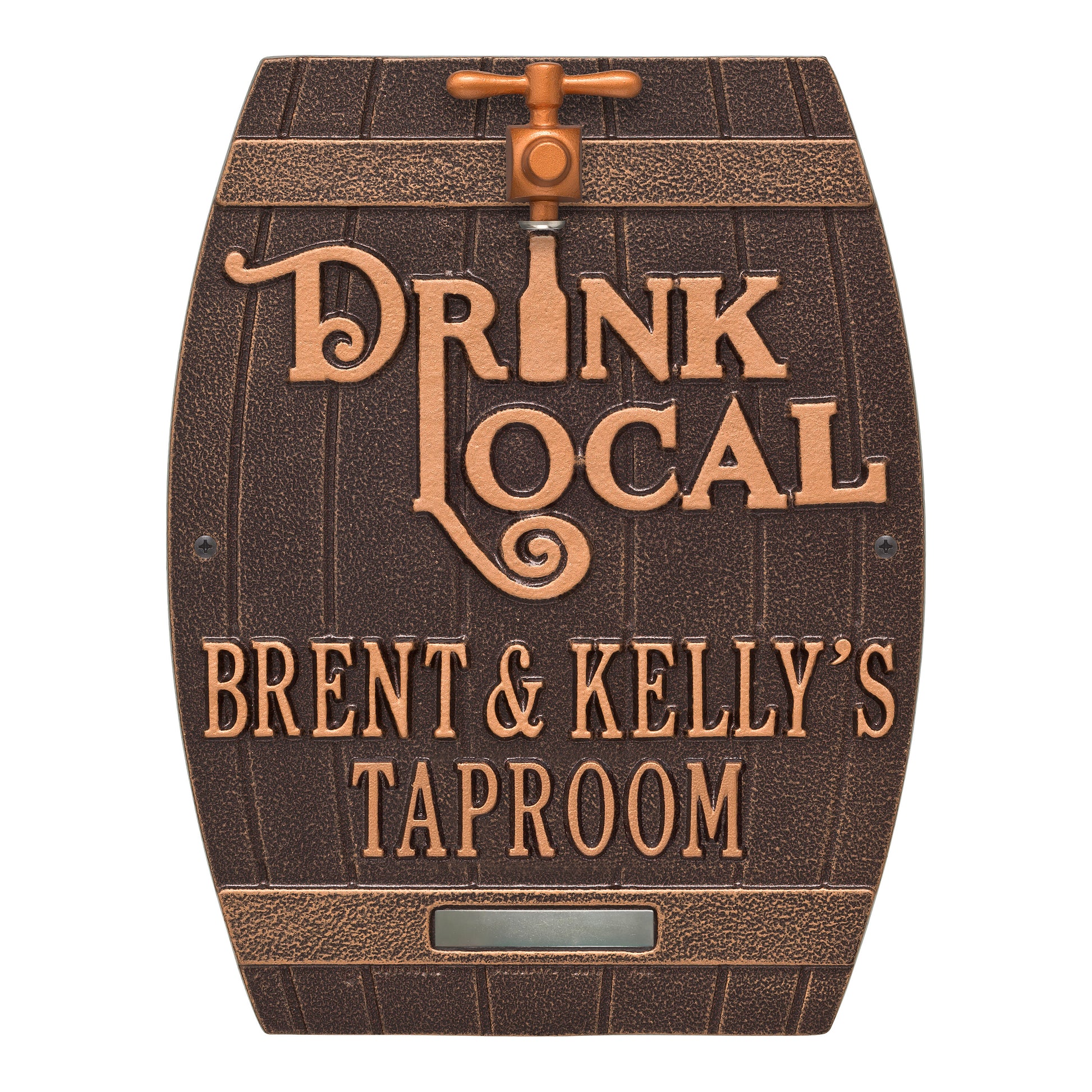 Whitehall Products Drink Local Barrel Personalized Plaque Two Lines Black/silver