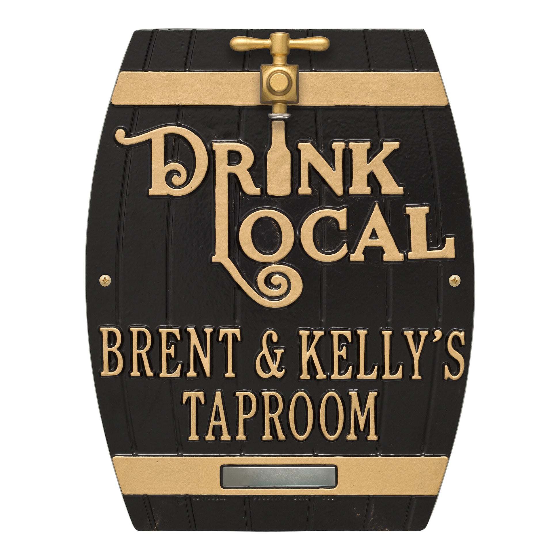 Whitehall Products Drink Local Barrel Personalized Plaque Two Lines Bronze Verdigris