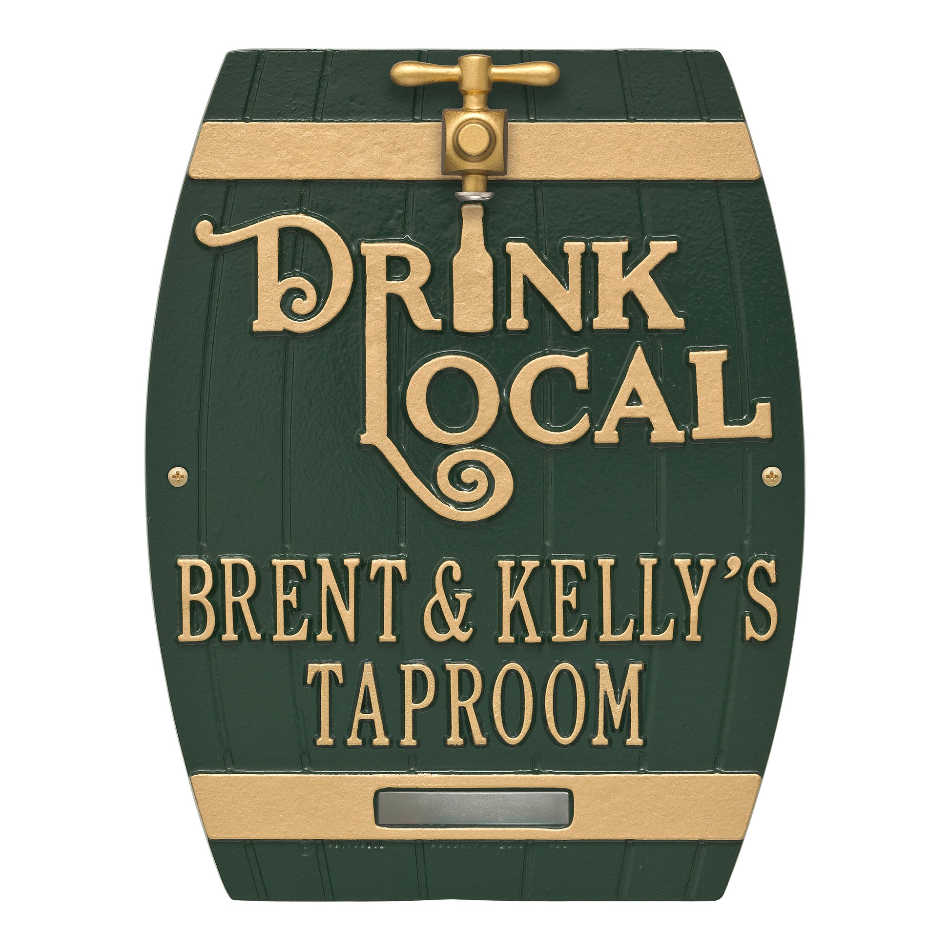 Whitehall Products Drink Local Barrel Personalized Plaque Two Lines Pewter/silver
