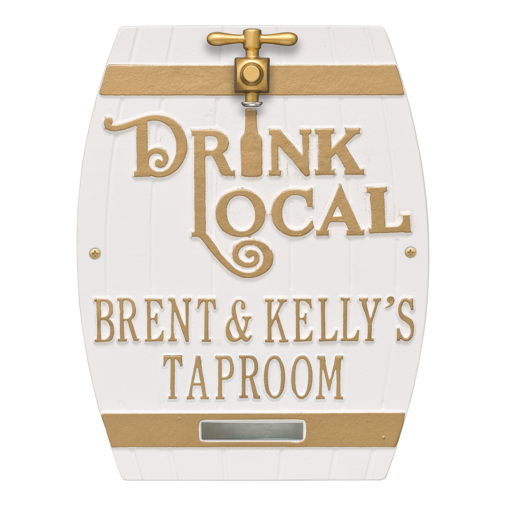 Whitehall Products Drink Local Barrel Personalized Plaque Two Lines 