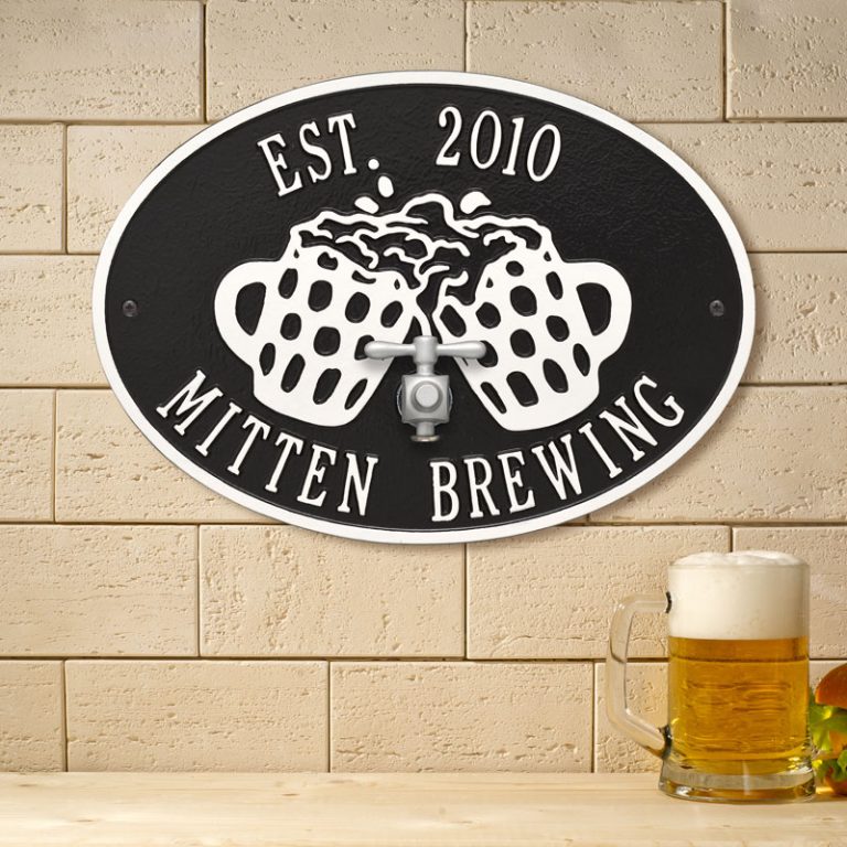 Whitehall Products Beers And Cheers Personalized Plaque Two Lines Black/silver