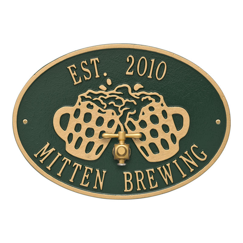 Whitehall Products Beers And Cheers Personalized Plaque Two Lines Pewter/silver