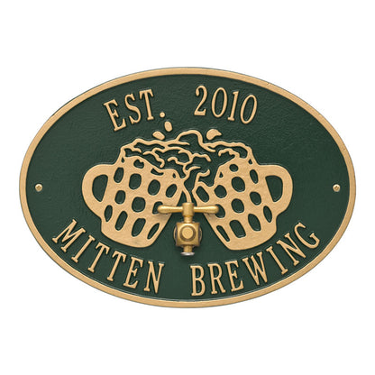 Whitehall Products Beers And Cheers Personalized Plaque Two Lines Pewter/silver