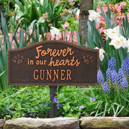 Whitehall Products Forever In Our Hearts Personalized Pet Memorial Yard Sign One Line Antique Copper