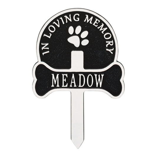 Whitehall Products Paw And Bone Personalized Pet Memorial Yard Sign One Line Antique Brass