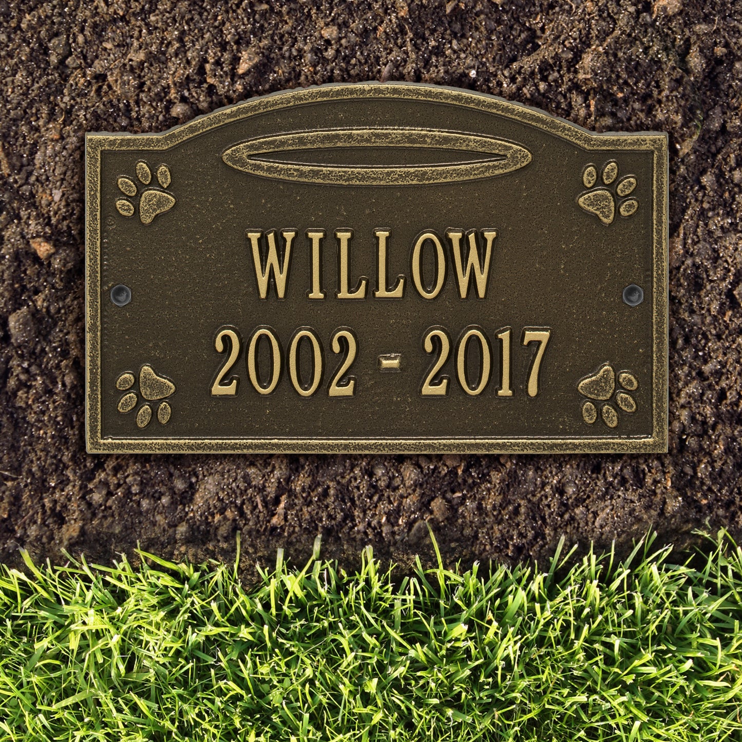 Whitehall Products Angel In Heaven Pet Memorial Personalized Wall Or Ground Plaque Two Lines Antique Copper