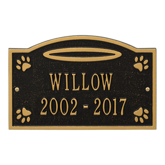 Whitehall Products Angel In Heaven Pet Memorial Personalized Wall Or Ground Plaque Two Lines Antique Brass