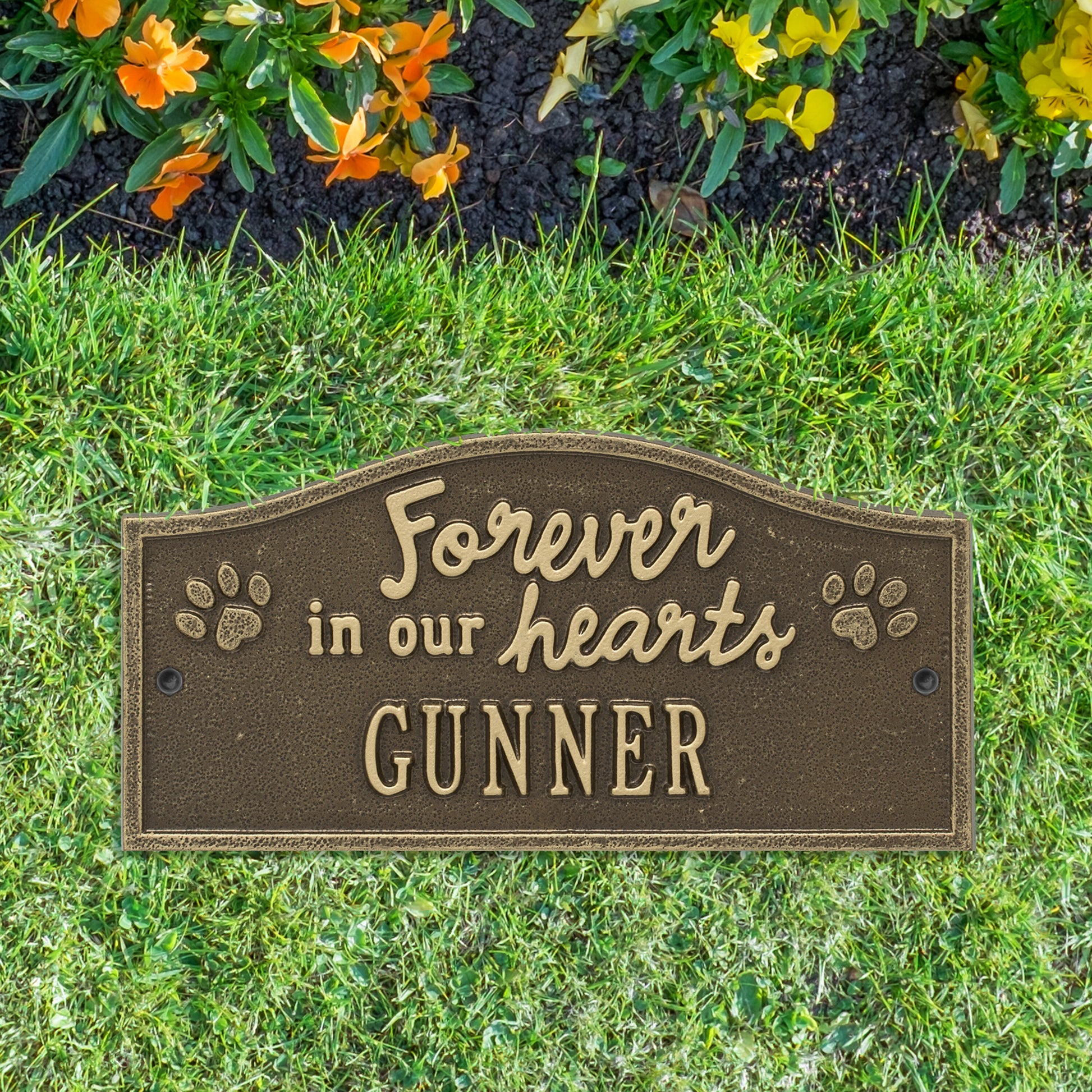 Whitehall Products Forever In Our Hearts Personalized Pet Wall Or Ground Memorial Plaque One Line Antique Copper