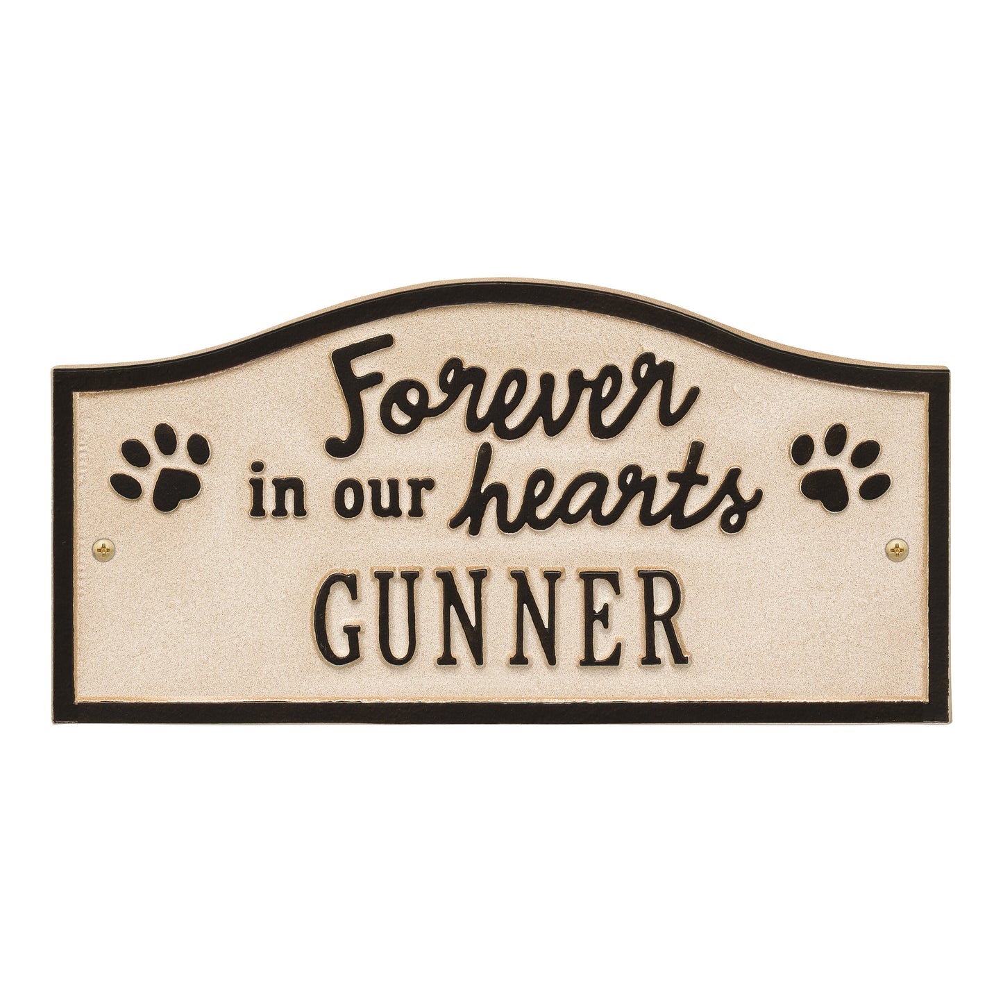 Whitehall Products Forever In Our Hearts Personalized Pet Wall Or Ground Memorial Plaque One Line Antique Brass