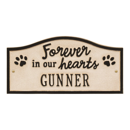 Whitehall Products Forever In Our Hearts Personalized Pet Wall Or Ground Memorial Plaque One Line Antique Brass