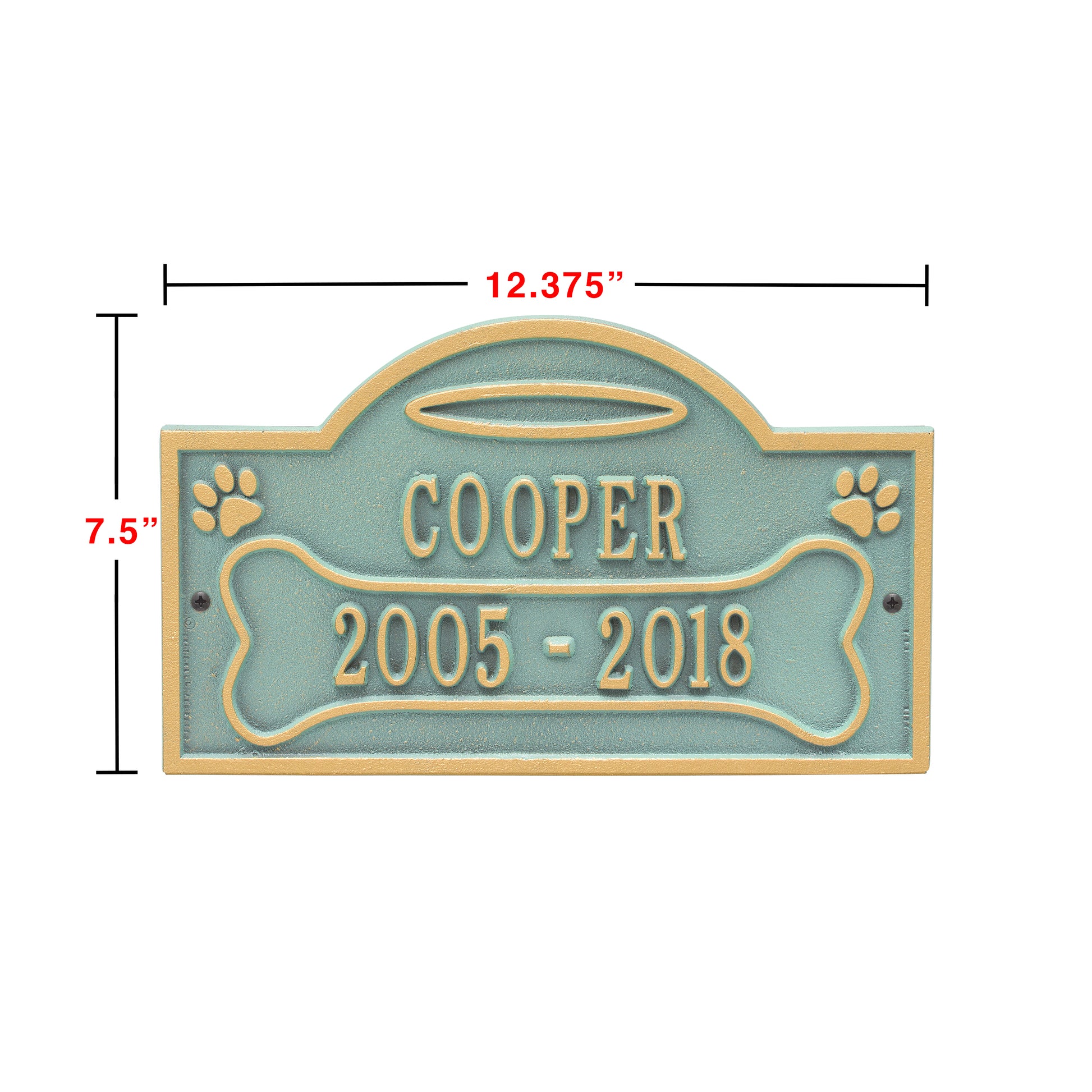 Whitehall Products All Dogs Go To Heaven Pet Memorial Personalized Wall Or Ground Plaque Two Lines Black/gold