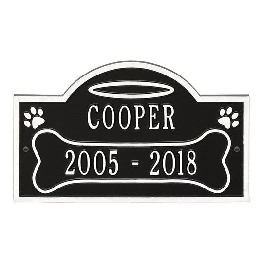 Whitehall Products All Dogs Go To Heaven Pet Memorial Personalized Wall Or Ground Plaque Two Lines Antique Brass