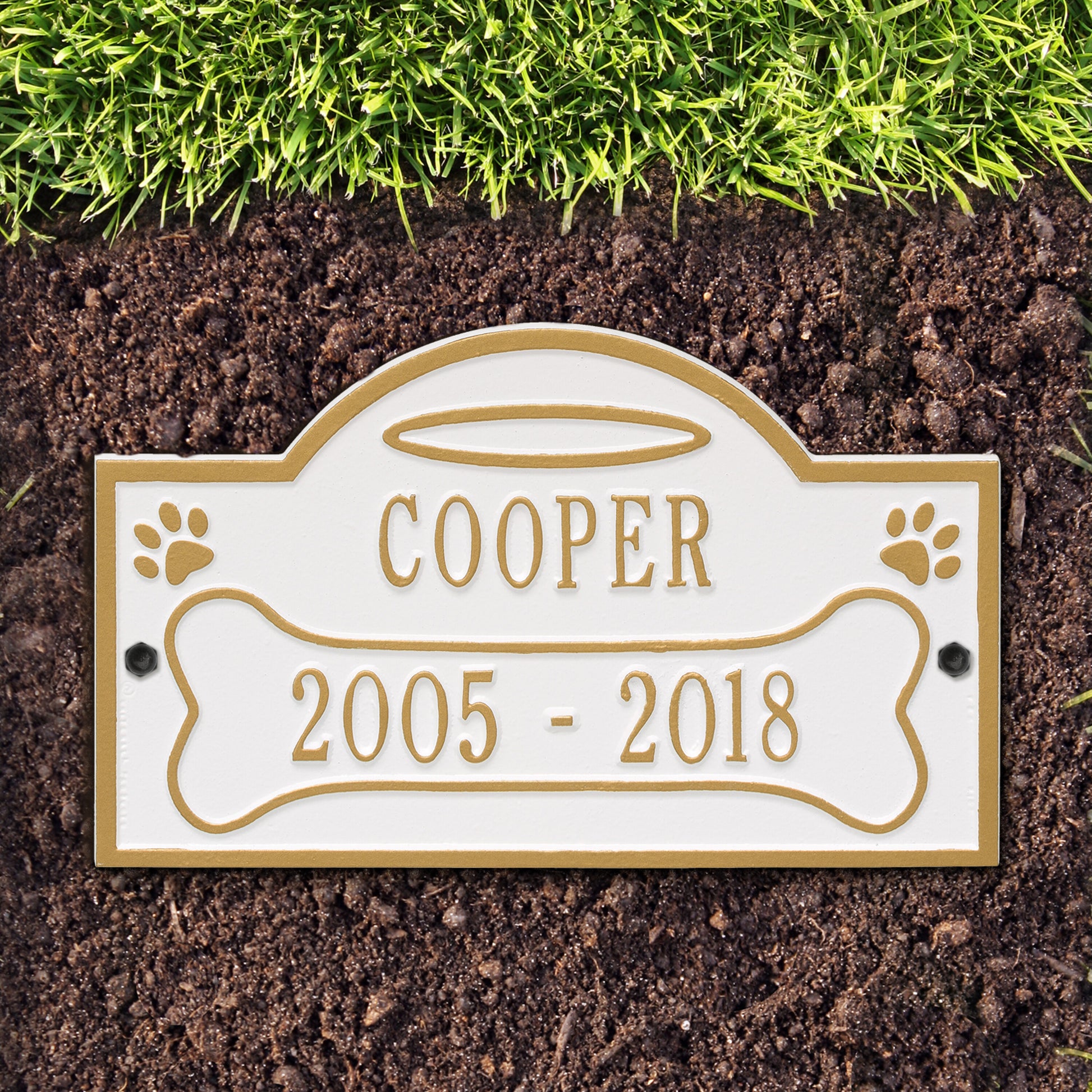 Whitehall Products All Dogs Go To Heaven Pet Memorial Personalized Wall Or Ground Plaque Two Lines Bronze Verdigris