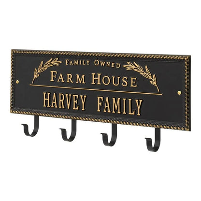Farm House Beaded Rectangle Personalized Hook Plaque